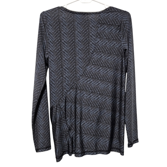 Sachin & Babi SB black gray pattern long sleeve gathered top size 4 - Picture 4 of 8